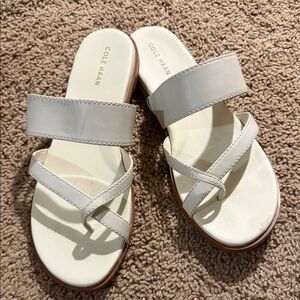 Cole Haan Cream Leather Strappy Slide Sandals
